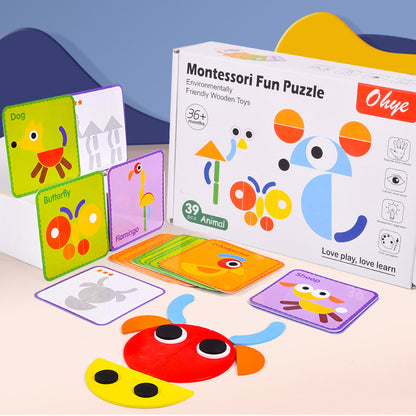 Wooden Geometric Montessori Puzzle Educational Toy for Kids