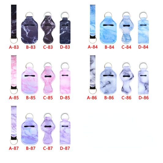 Marble Pattern Neoprene Chapstick Sanitizer Holder Keychain 10pcs