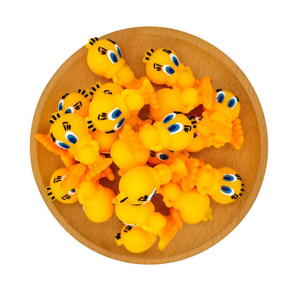 Silicone 3D Focal Beads Yellow Bird Standing Cross Waist 2