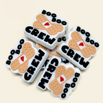 20Pcs Silicone Focal Beads Cartoon Band Aid with Heart Detail