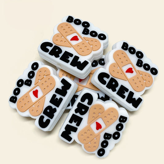 20Pcs Silicone Focal Beads Cartoon Band Aid with Heart Detail