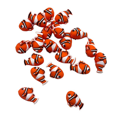 20Pcs Silicone 3D Focal Beads Cute Fish Side Profile Orange