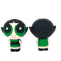 Silicone 3D Focal Beads Green Cartoon Girl Character Front and Back