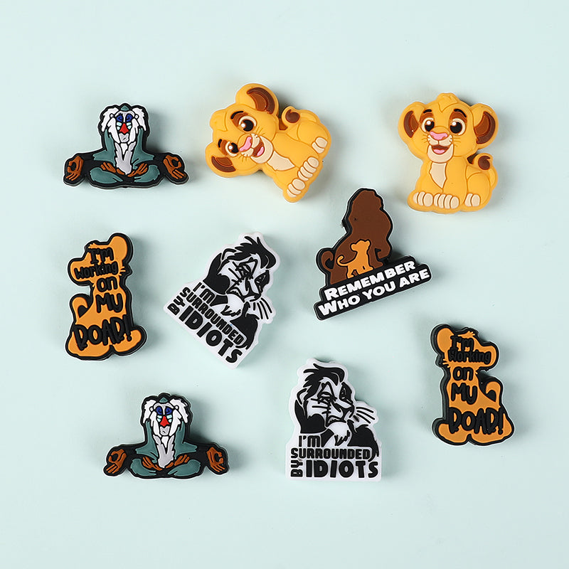 20Pcs Silicone Focal Beads Young Lion with Text Decorations 4