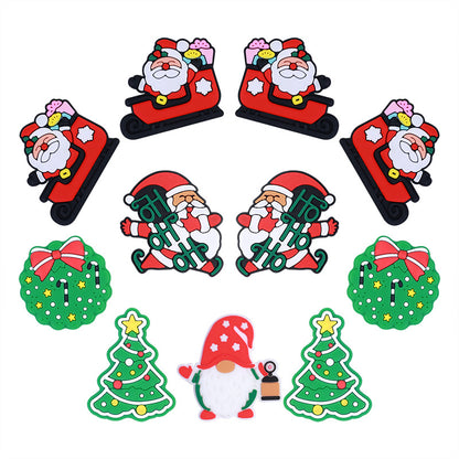 20pcs Silicone Focal Beads Christmas Santa Sleigh Wreath Tree Gnome