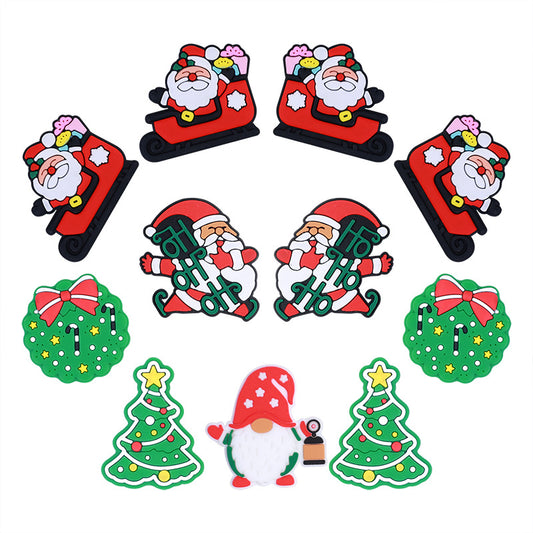 20pcs Silicone Focal Beads Christmas Santa Sleigh Wreath Tree Gnome