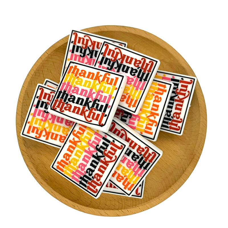 Large Silicone Focal Beads Thankful Design Layered Text 2