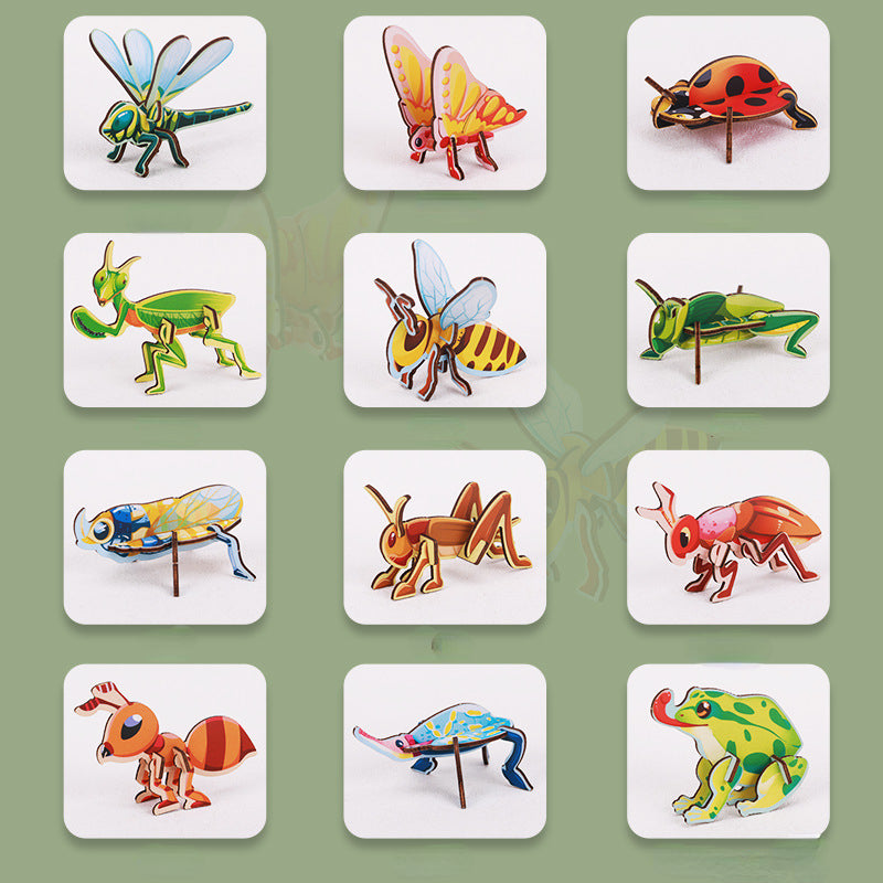 Wooden 3D Puzzle Educational Fun Insect Building Toy 5