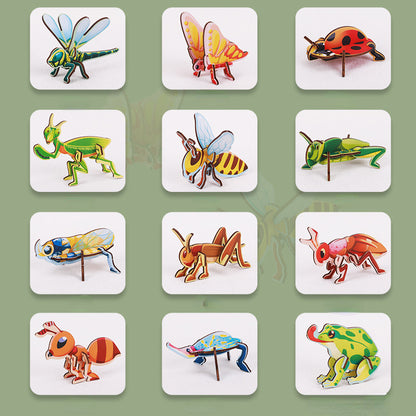 Wooden 3D Puzzle Educational Fun Insect Building Toy 5