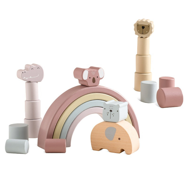 Wooden Elephant Balance Blocks Building Blocks Educational Toy