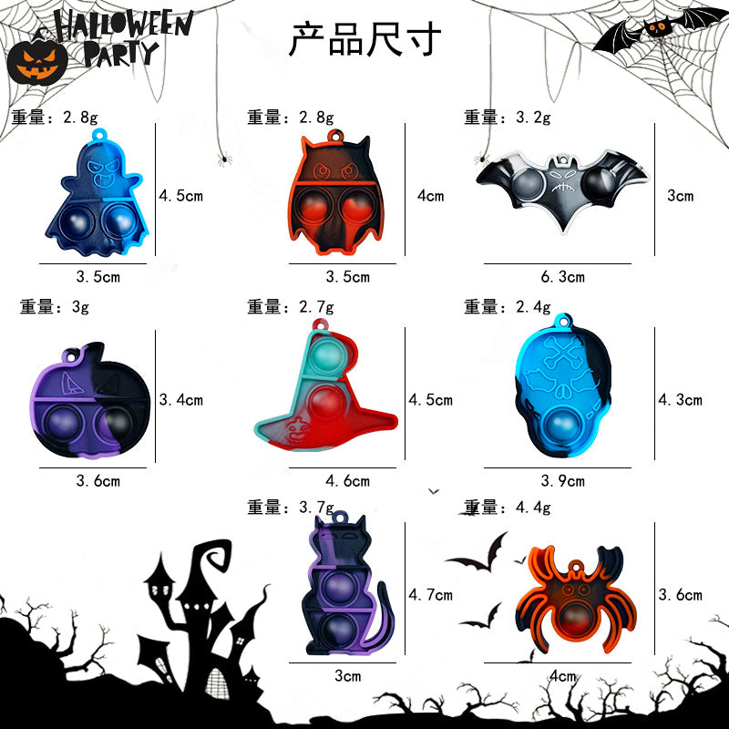 Silicone Pop It Fidget Toy Halloween Mini Keychain 4