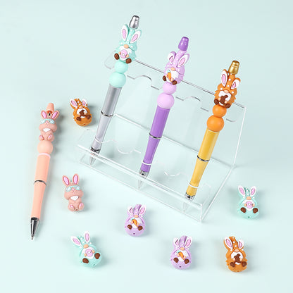 Silicone 3D Focal Beads Easter Bunny Holding Carrot Detail 11
