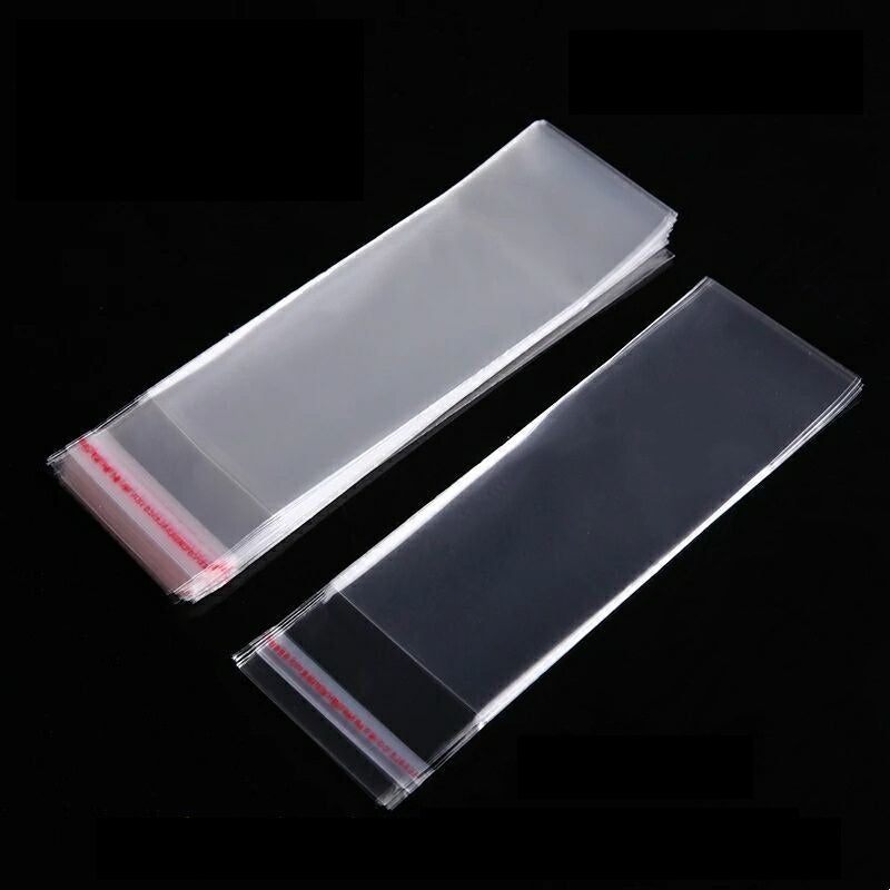 100pcs Slim Transparent Self-Adhesive OPP Bag Packaging Bags 5x20-27cm