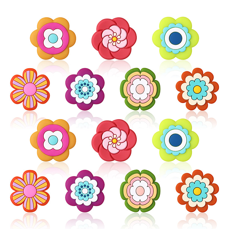 Silicone Focal Beads Bohemian Seven Flowers Layered Petal Detail 9