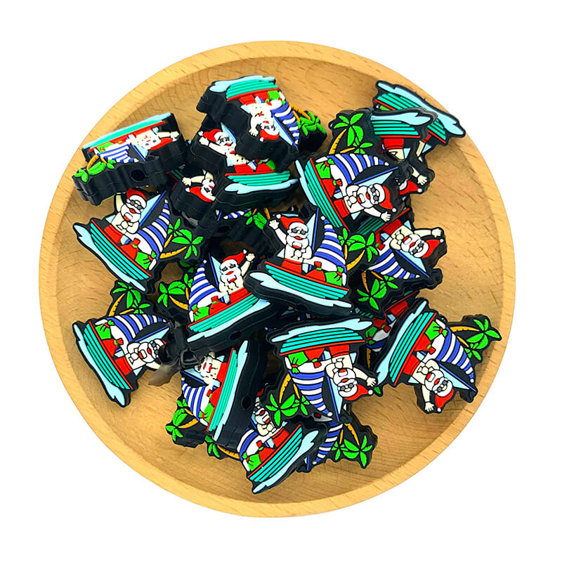 Silicone Focal Beads Summer Santa Sailing Boat Palm Tree Design 2