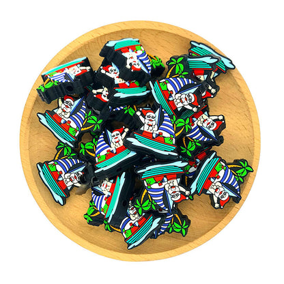 Silicone Focal Beads Summer Santa Sailing Boat Palm Tree Design 2