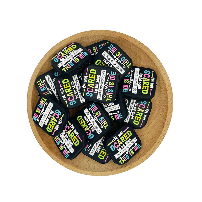 20pcs Silicone Focal Beads I’m Not Scared to Be Seen Text Design 2
