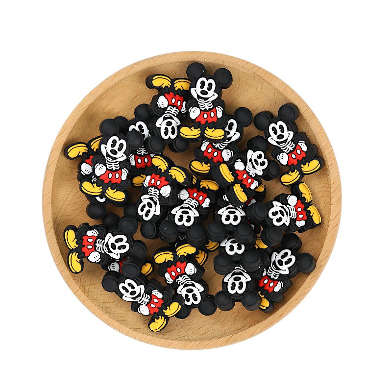 20Pcs Silicone Focal Beads Round Ear Mouse Character Cross Waist 3