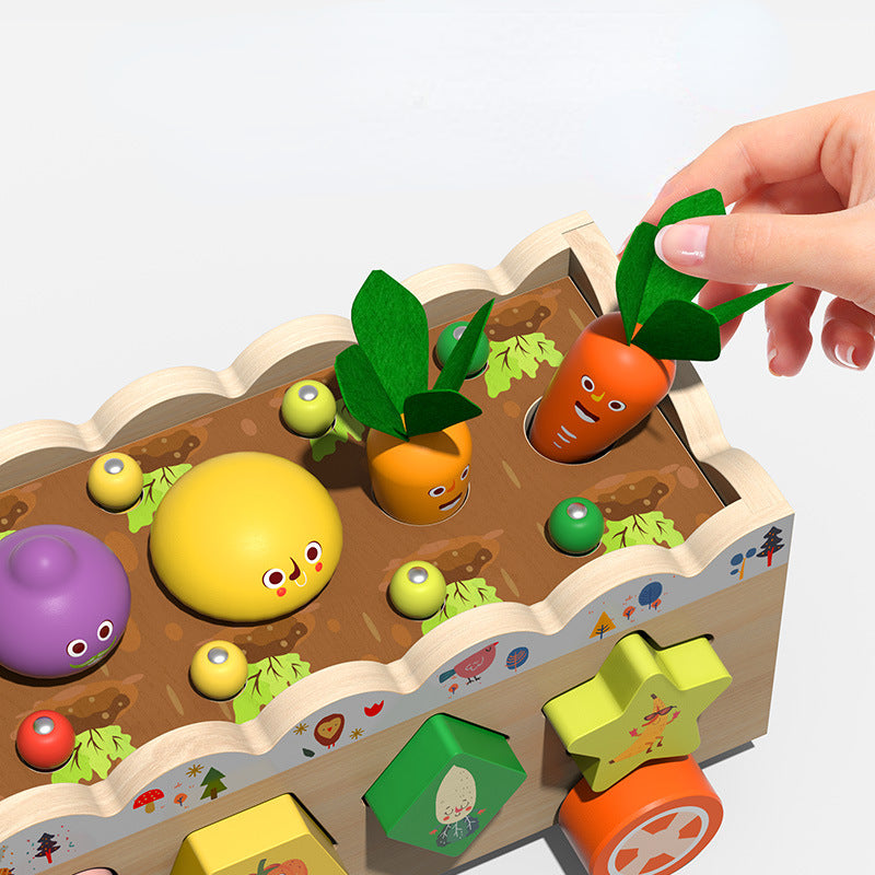 Wooden Montessori Toys Farm Fruit Vegetable Car Educational Toy 3
