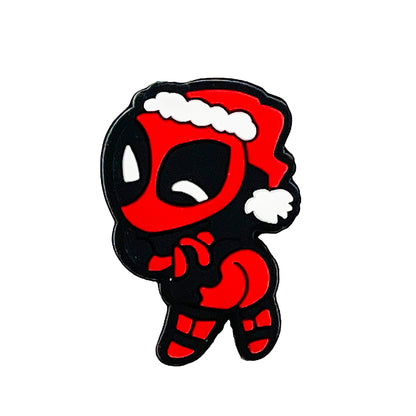 20pcs Silicone Focal Beads Red Masked Character Wearing Santa Hat