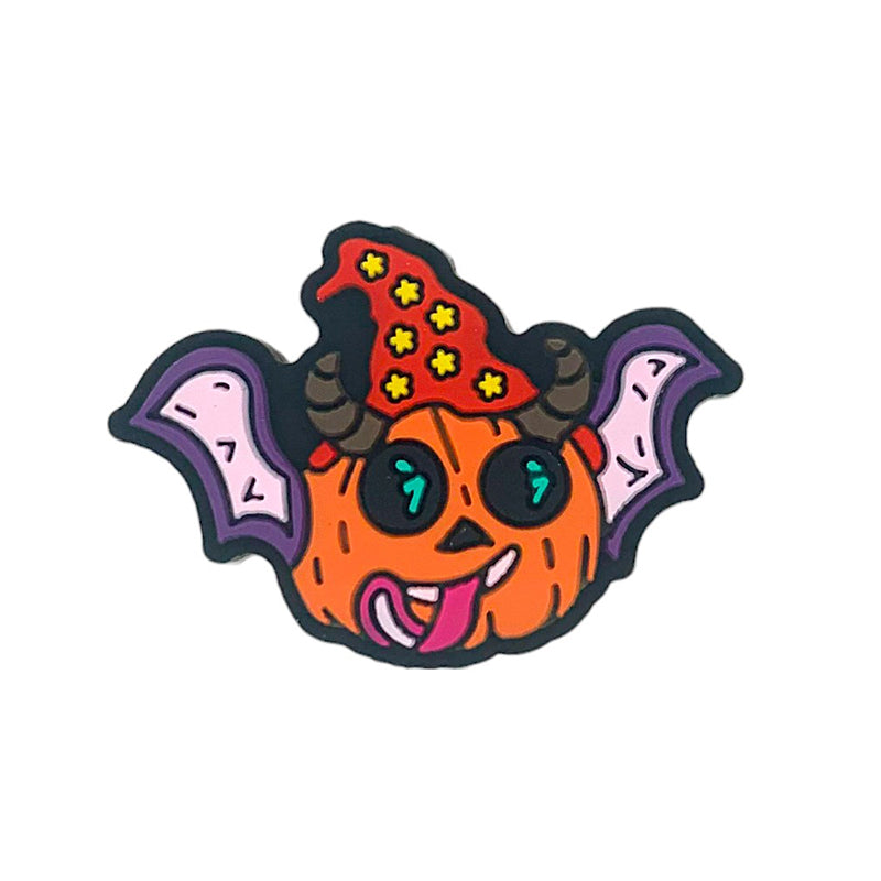 20pcs Silicone Focal Beads Halloween Bat Pumpkin Face with Witch Hat