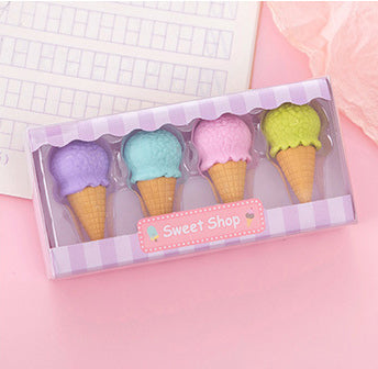 Candy Dessert Lollipop Eraser Set 4 Pack for Kids and Students 6