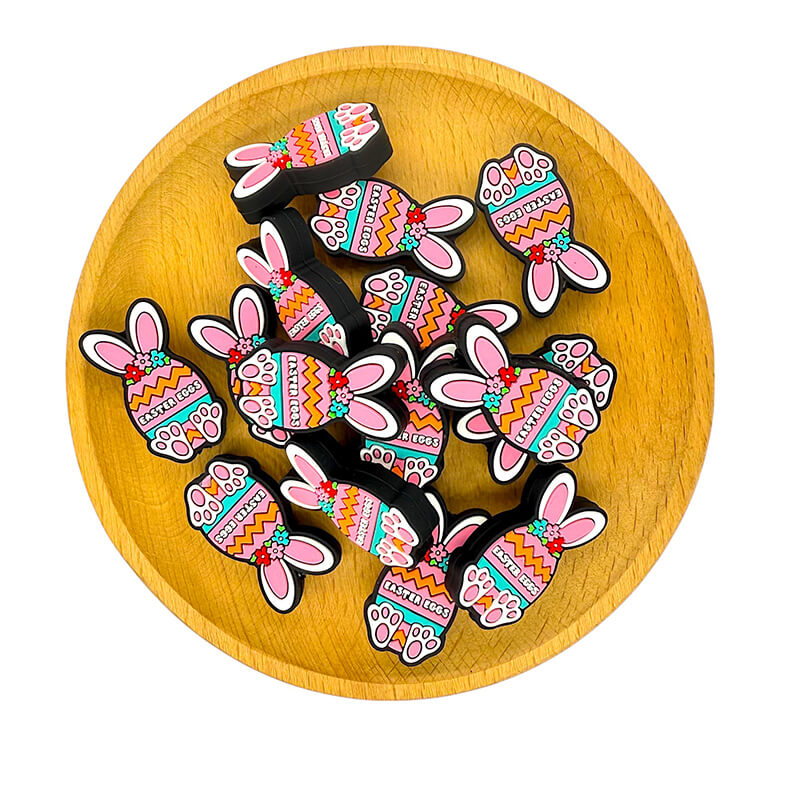 Silicone Focal Beads Easter Rabbit Holding Carrot Design 2