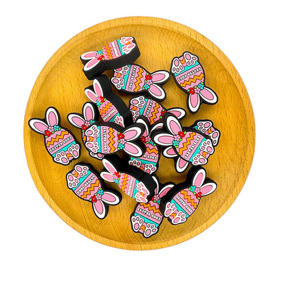 Silicone Focal Beads Easter Rabbit Holding Carrot Design 2