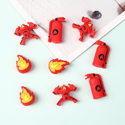 20Pcs Silicone 3D Focal Beads Fire Fighting Theme Wearing Fire Helmet and Crossed Axes 7