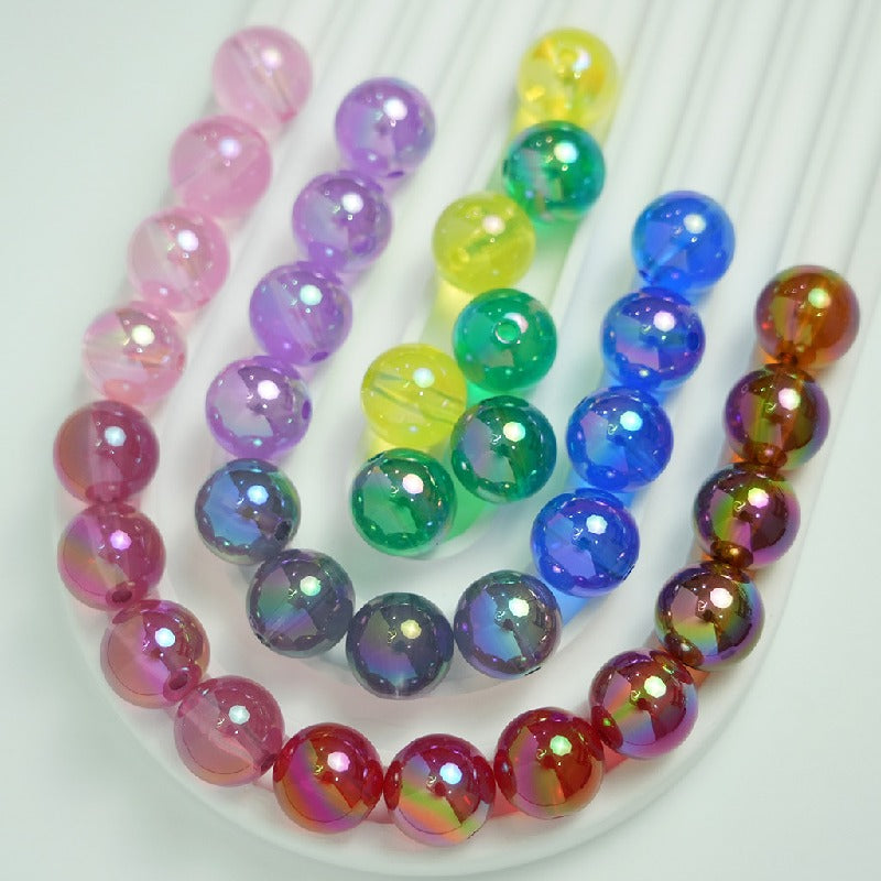 50pcs 16mm UV Finish Round Acrylic Beads Transparent DIY Bracelet Making