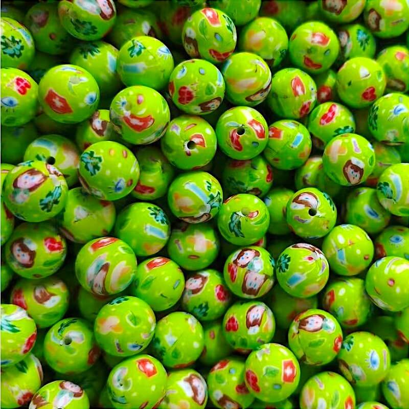 50pcs 15mm Green Medical Series Silicone Beads Printed Design