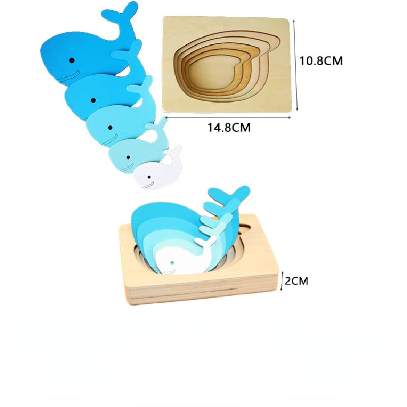 Wooden Multi Layered Gradient Puzzle Montessori Toys for Toddlers 6