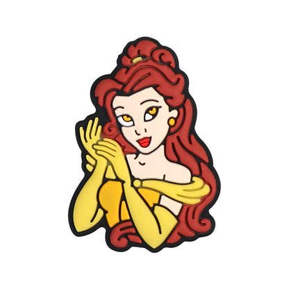 20Pcs Silicone Focal Beads Princess Red Hair Yellow Gloves Holding Hand 11