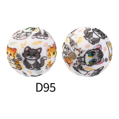 50pcs 15mm Rhombus Printed Silicone Beads Colorful Design 54