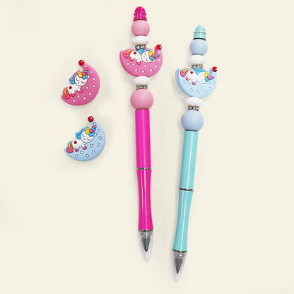 Silicone Focal Beads Unicorn Moon with Star Detail 5