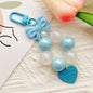 Bow Silicone Bead Wristlet Keychain with Acrylic Beads 12x4.5cm 8