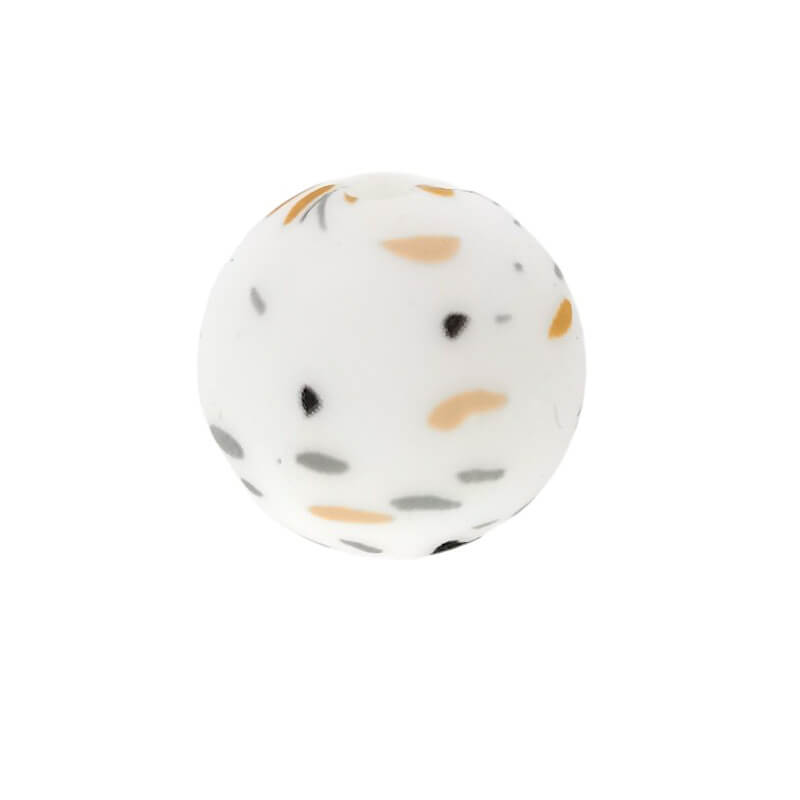 50pcs 15mm Terrazzo Silicone Beads Printed Design 14