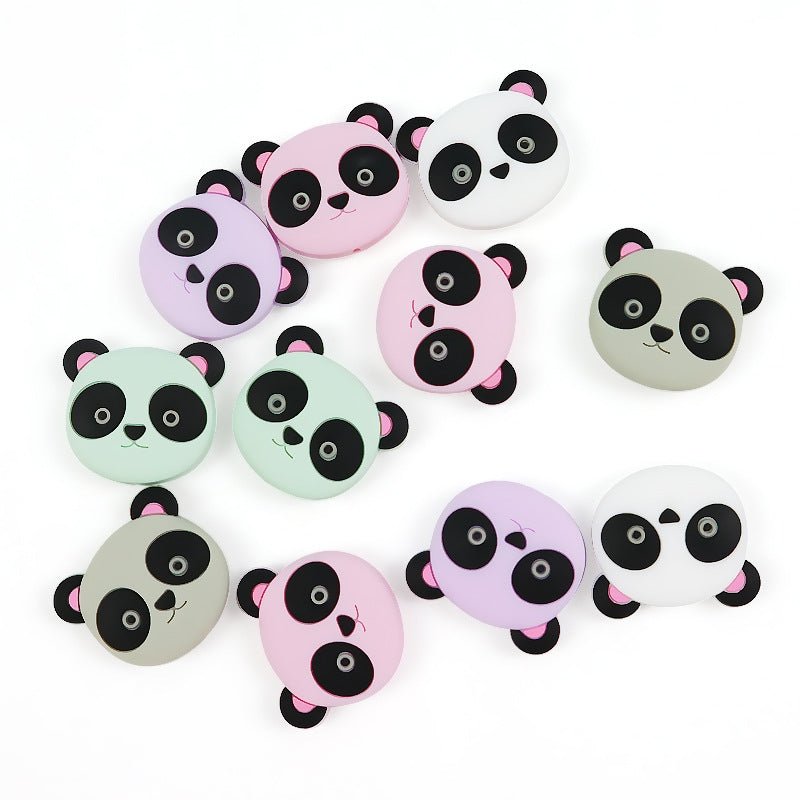 Silicone Focal Beads Cartoon Animal Panda Face with Ears