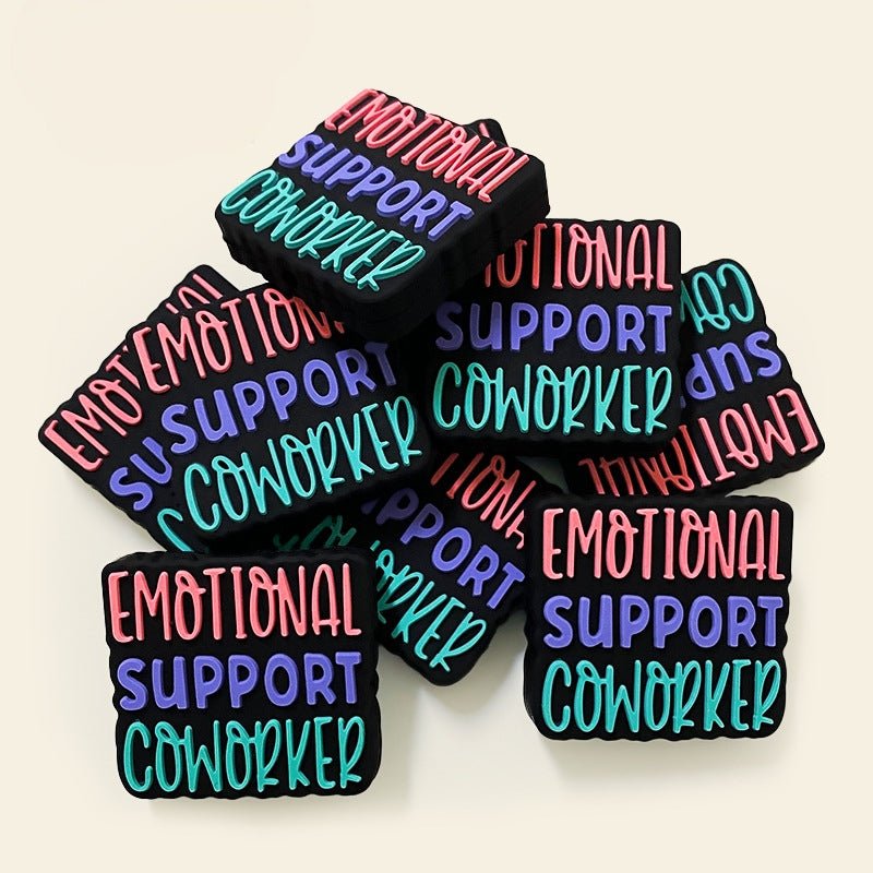 20pcs Silicone Focal Beads Emotions Text Block Design