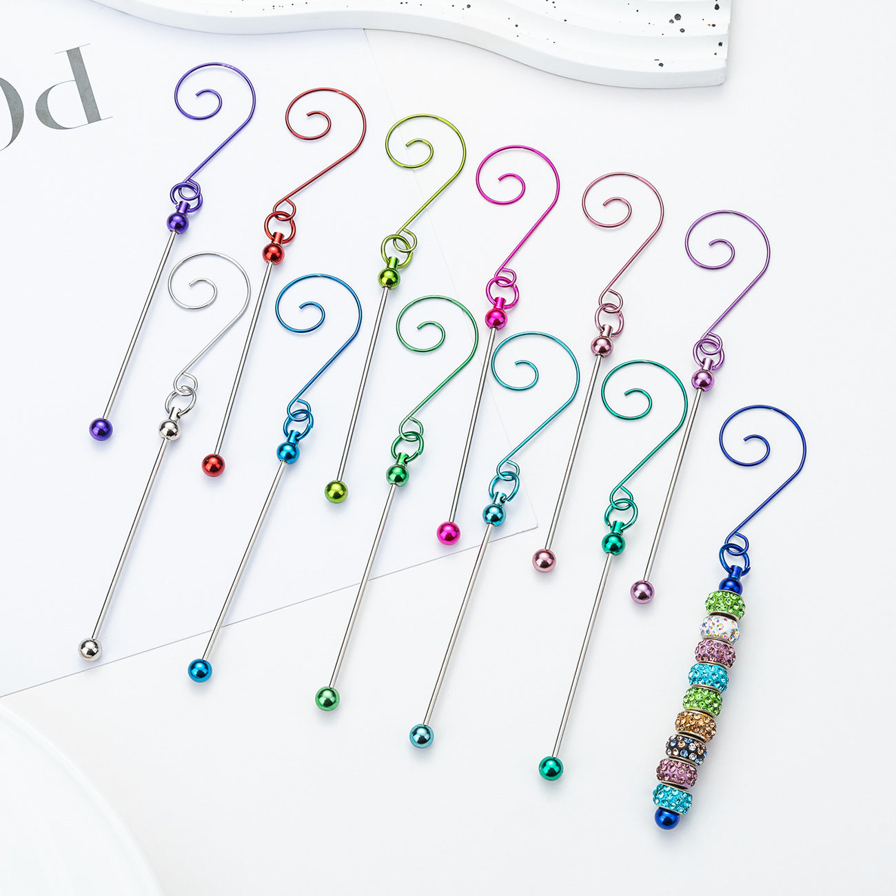 Beadable Hook Christmas DIY Decorative Supplies Metal Craft Gift