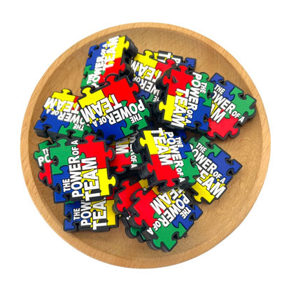 20pcs Silicone Focal Beads The Power of a Team Puzzle Piece Design 2