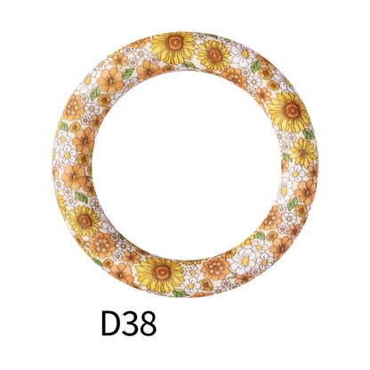 65mm Printed Silicone Beads Ring Shape Printed Design 44