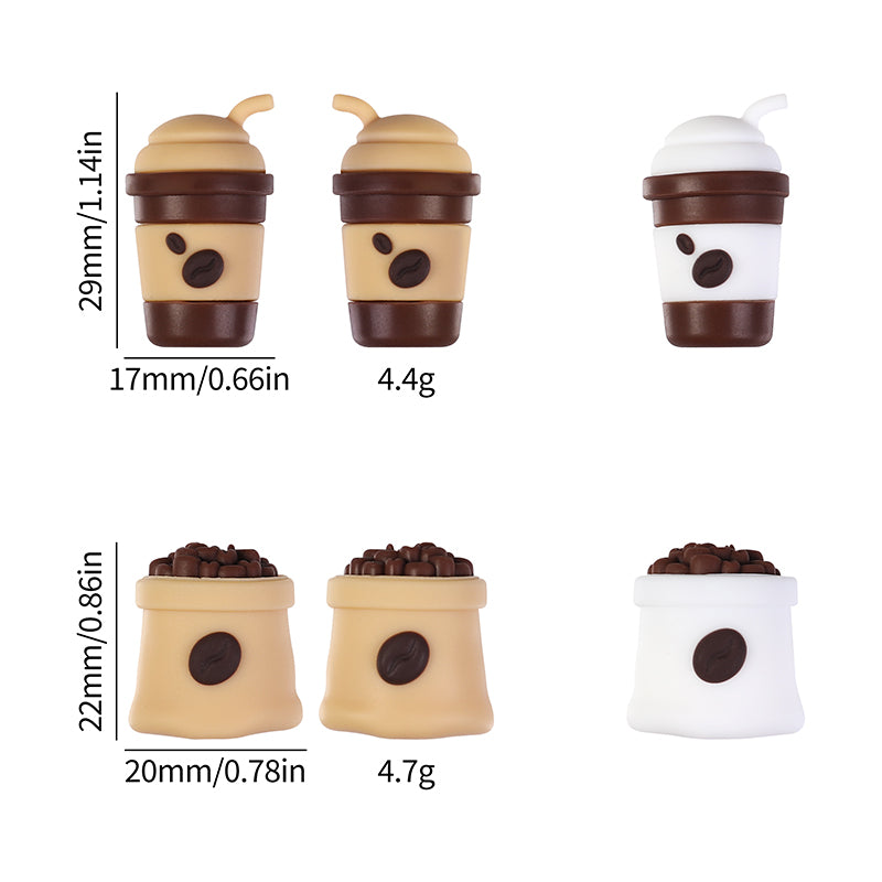 20Pcs Silicone 3D Focal Beads Coffee Cup with Coffee Bean Detail 11