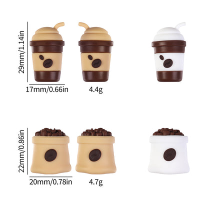 20Pcs Silicone 3D Focal Beads Coffee Cup with Coffee Bean Detail 11