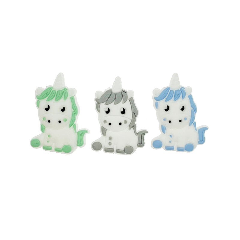 20pcs Silicone Focal Beads Cartoon Unicorn Sitting Pose