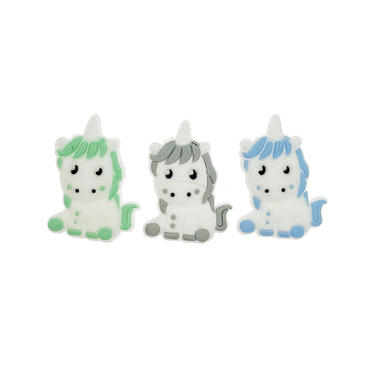 20pcs Silicone Focal Beads Cartoon Unicorn Sitting Pose