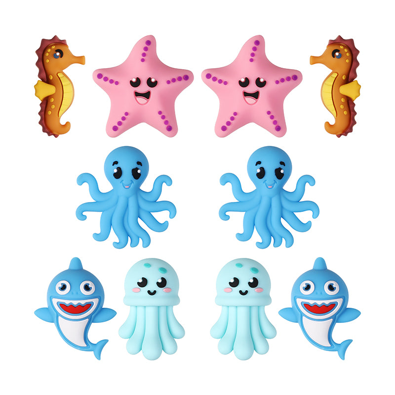 20Pcs Silicone 3D Focal Beads Marine Animals Mixed Set 10