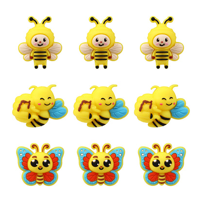 Silicone 3D Focal Beads Bee Butterfly with Smiling Faces 10