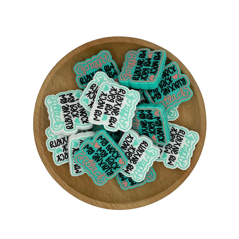 20pcs Silicone Focal Beads Square Letter Wholesale Set 4