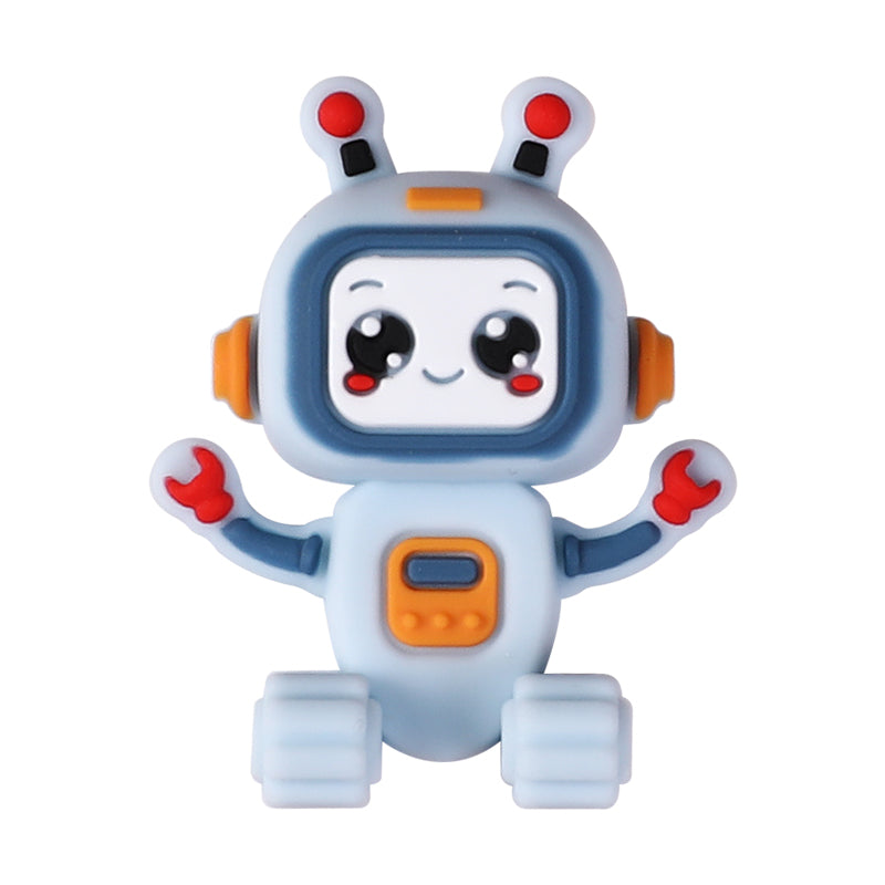20Pcs Silicone 3D Focal Beads Love Robot Holding Heart and Front Facing 16